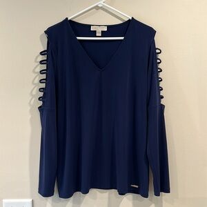 🔥Michael Kors Blue Long Sleeve Cut Out Blouse🔥